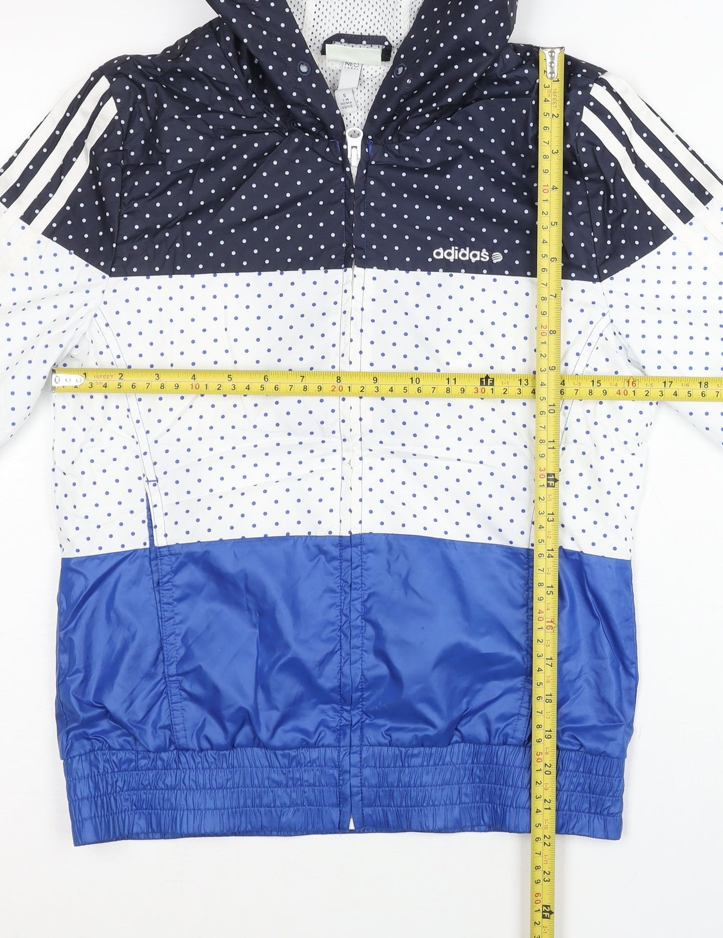 Adidas Women’s Blue White Polka Dot Windbreaker Jacket Size 8