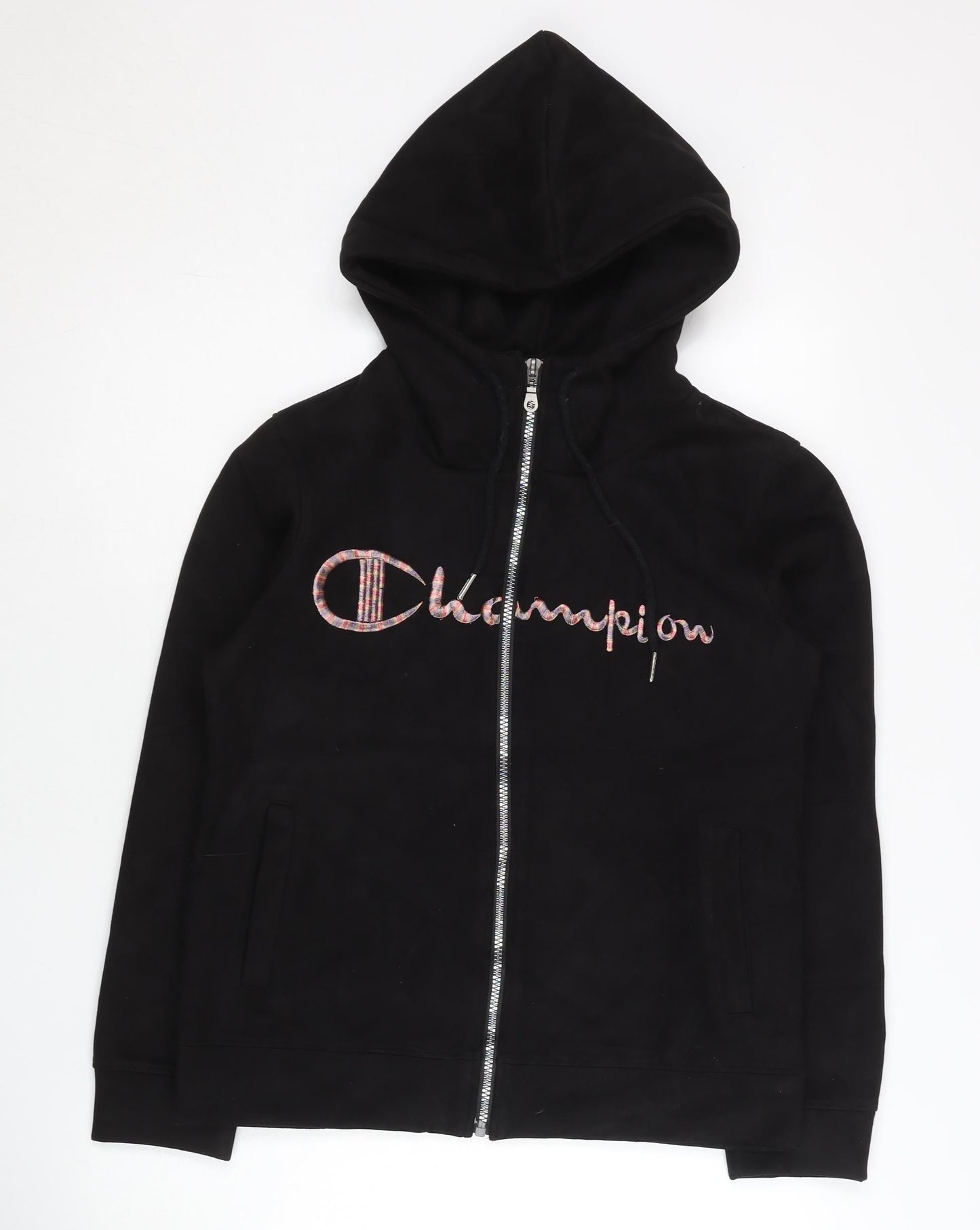 Champion Womens Black Medium Full Zip Hoodie Cotton Logo