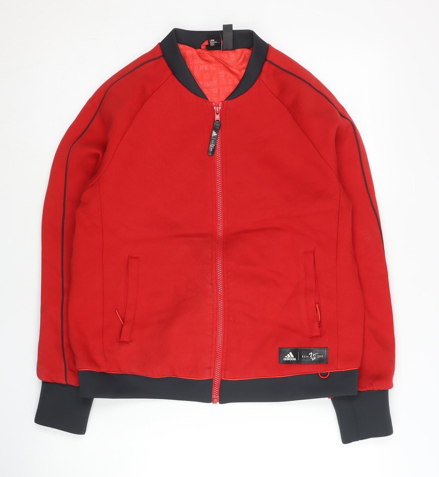 Adidas Womens Red Size 10 Basic Jacket Full Zip Casual Sportswear