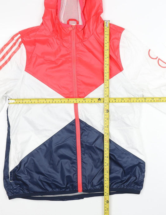Adidas Womens Multicoloured Size 12 Windbreaker Jacket Hooded