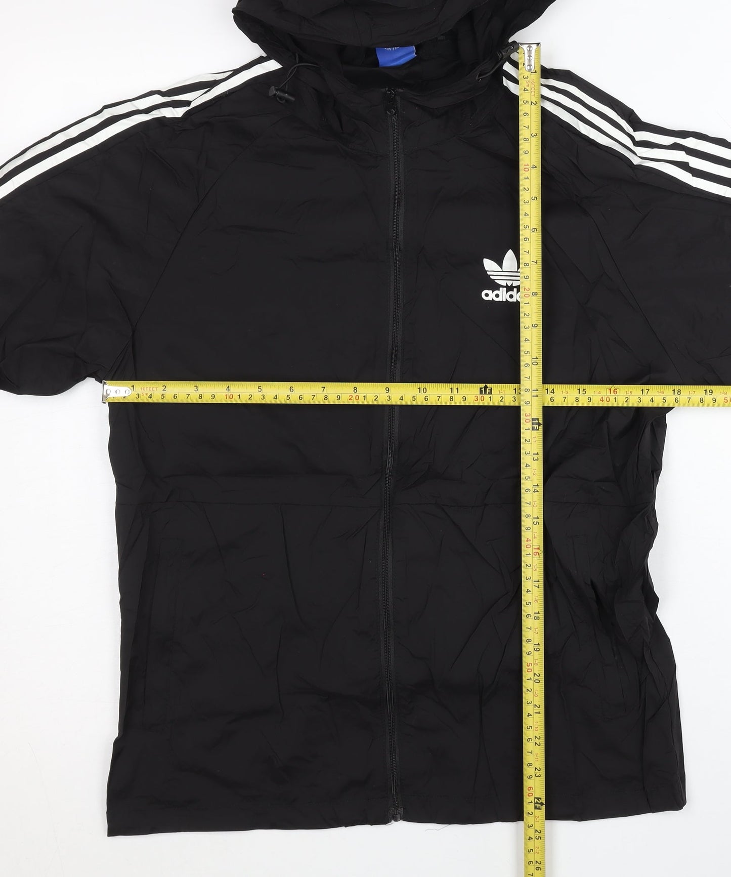 Adidas Womens Black M Windbreaker Full Zip Hooded Jacket