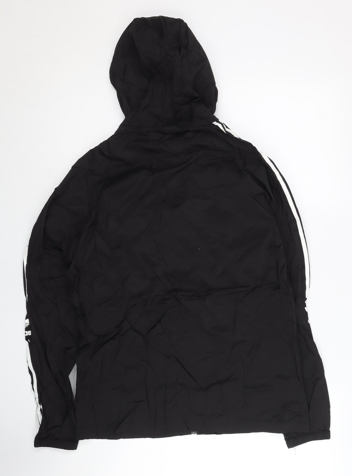 Adidas Womens Black M Windbreaker Full Zip Hooded Jacket