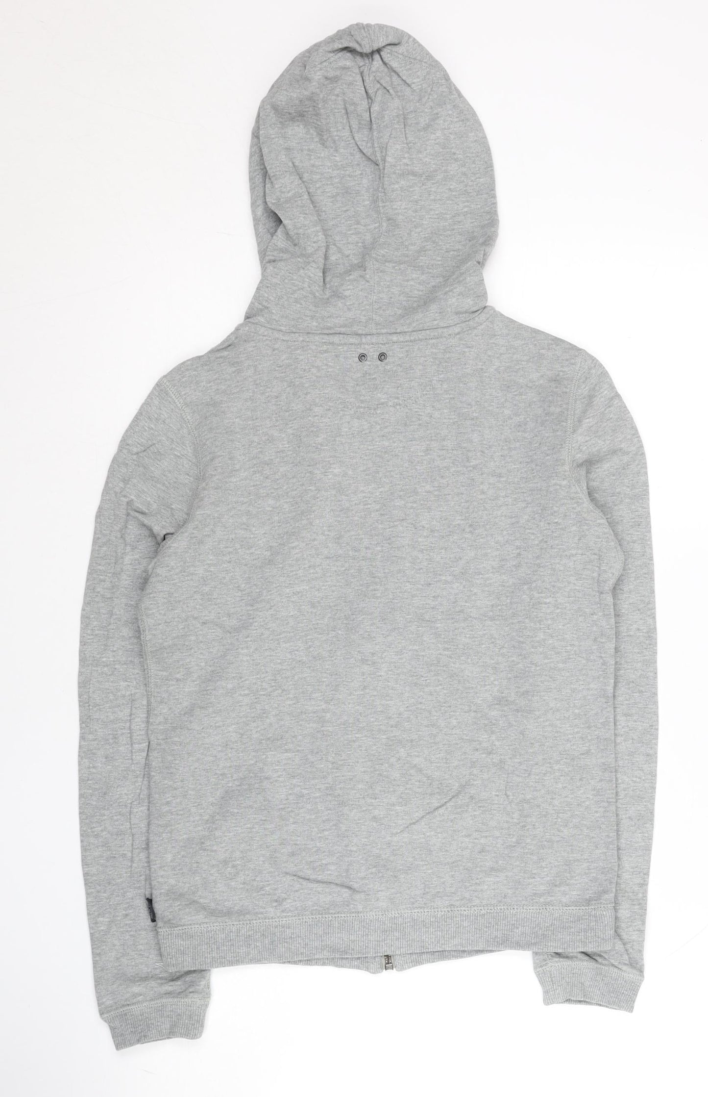 Converse Womens Grey Small Full Zip Hoodie Sweatshirt Logo Pockets