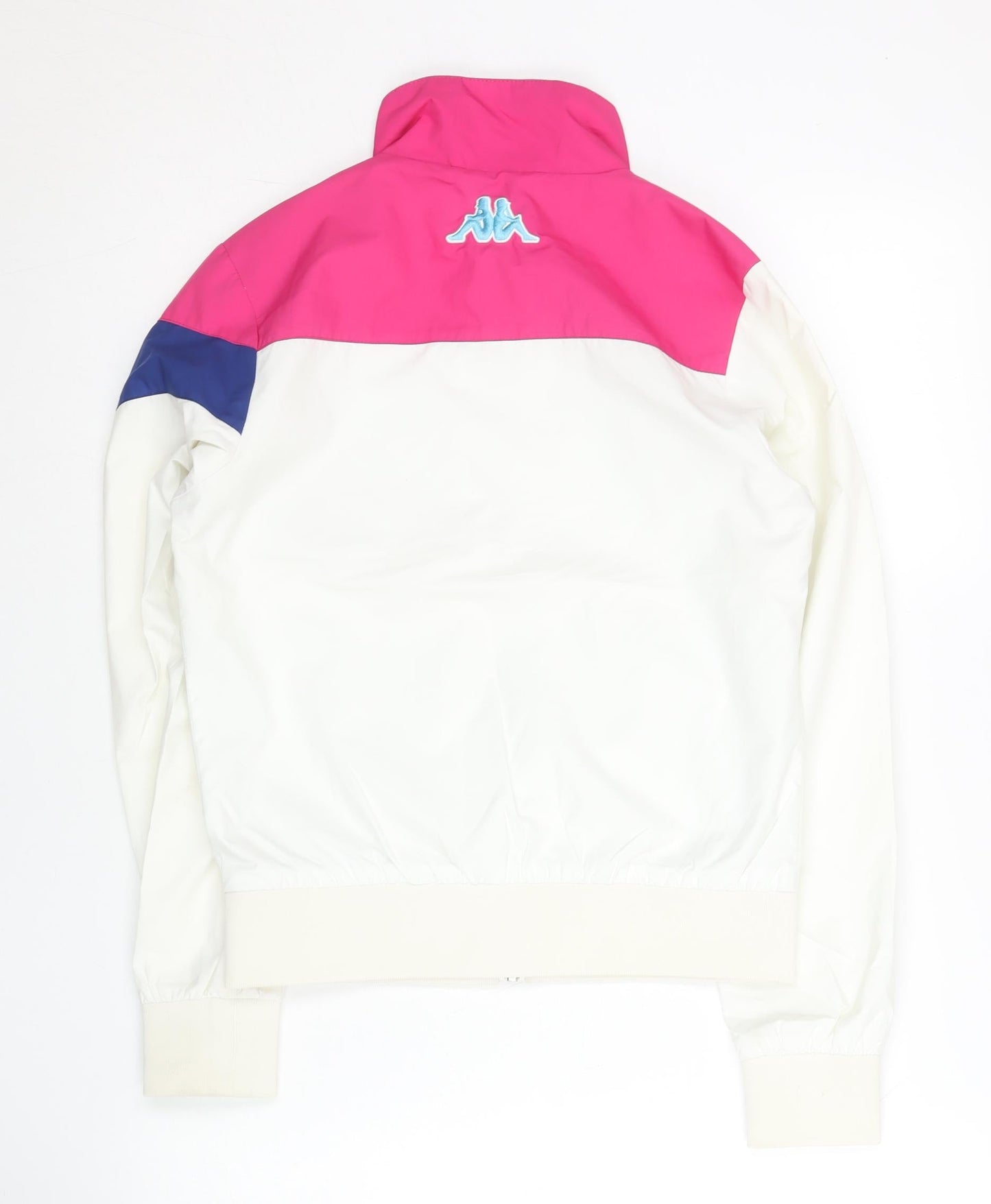 Kappa Womens Track Jacket Size 8 White Pink Blue Colourblock Full Zip