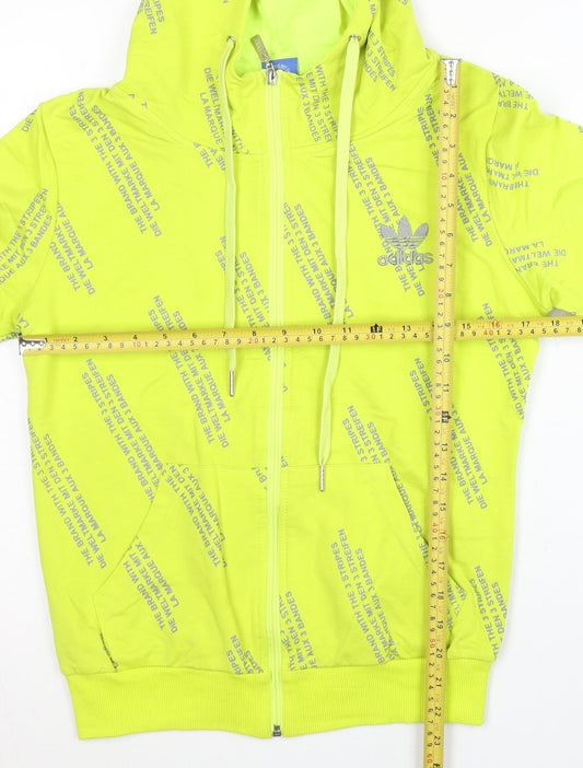 Adidas Women’s Neon Yellow Full Zip Hoodie Sweatshirt L
