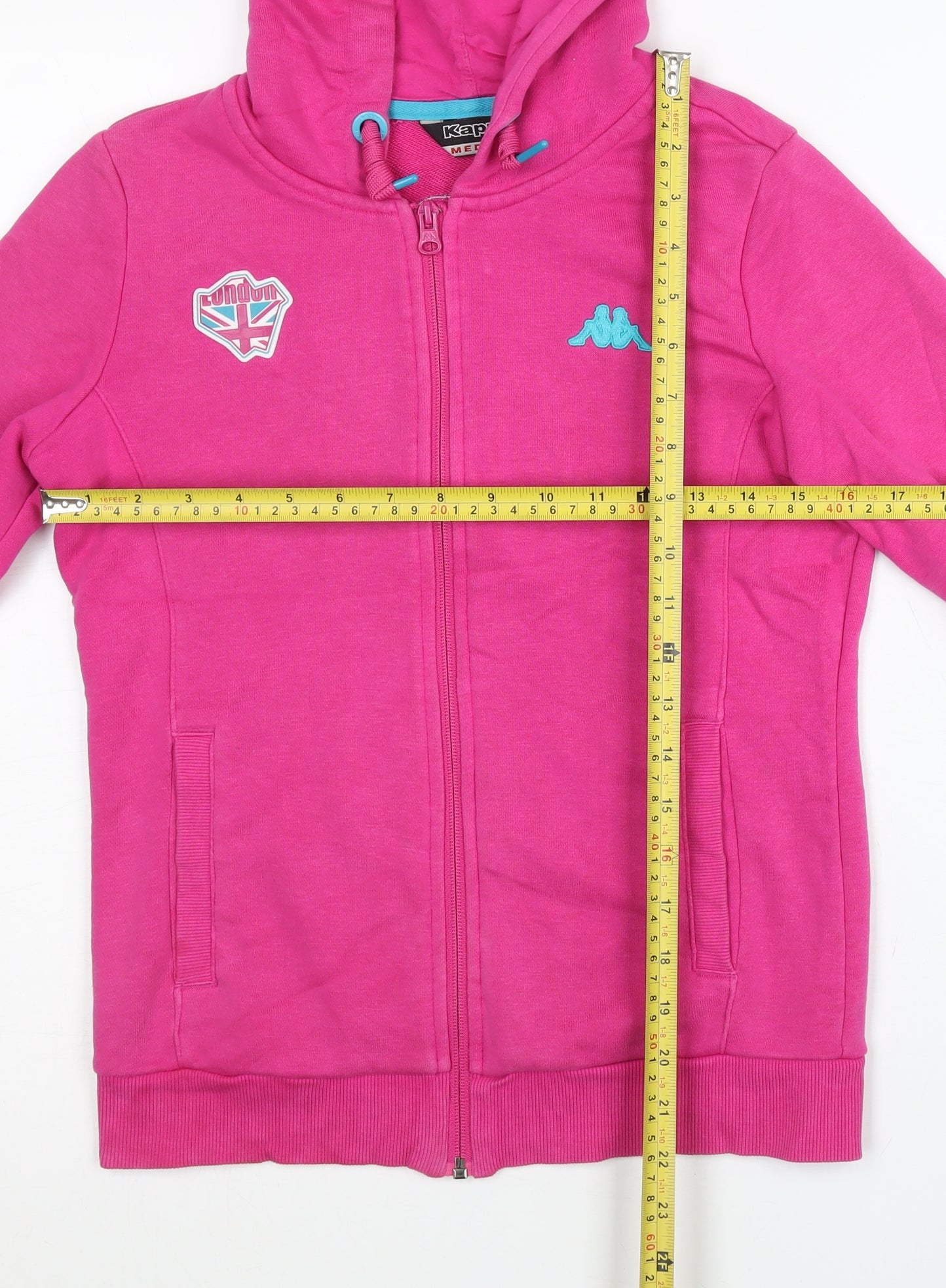 Kappa Womens Pink Full Zip Hoodie UK 8 Logo Graphic Casual