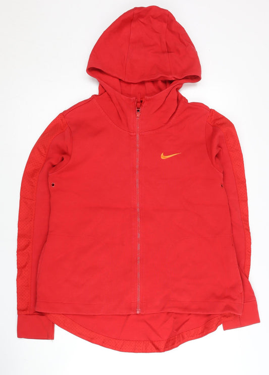 Womens UK M Regular Nike Red Full Zip Hoodie