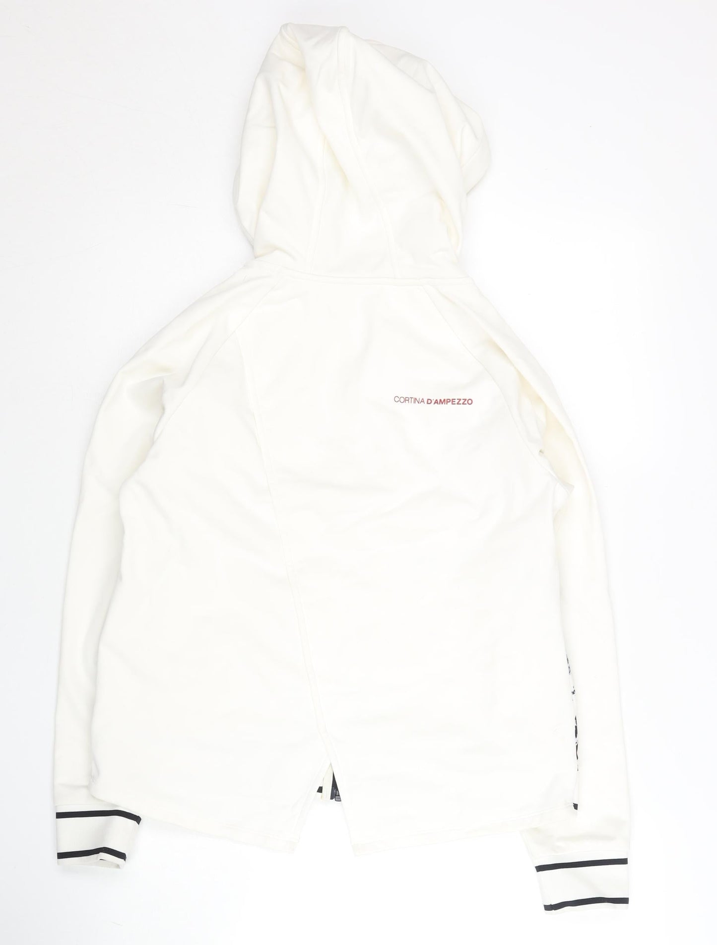 Fila Women’s White Track Jacket Size 8 Geometric Hooded Full Zip