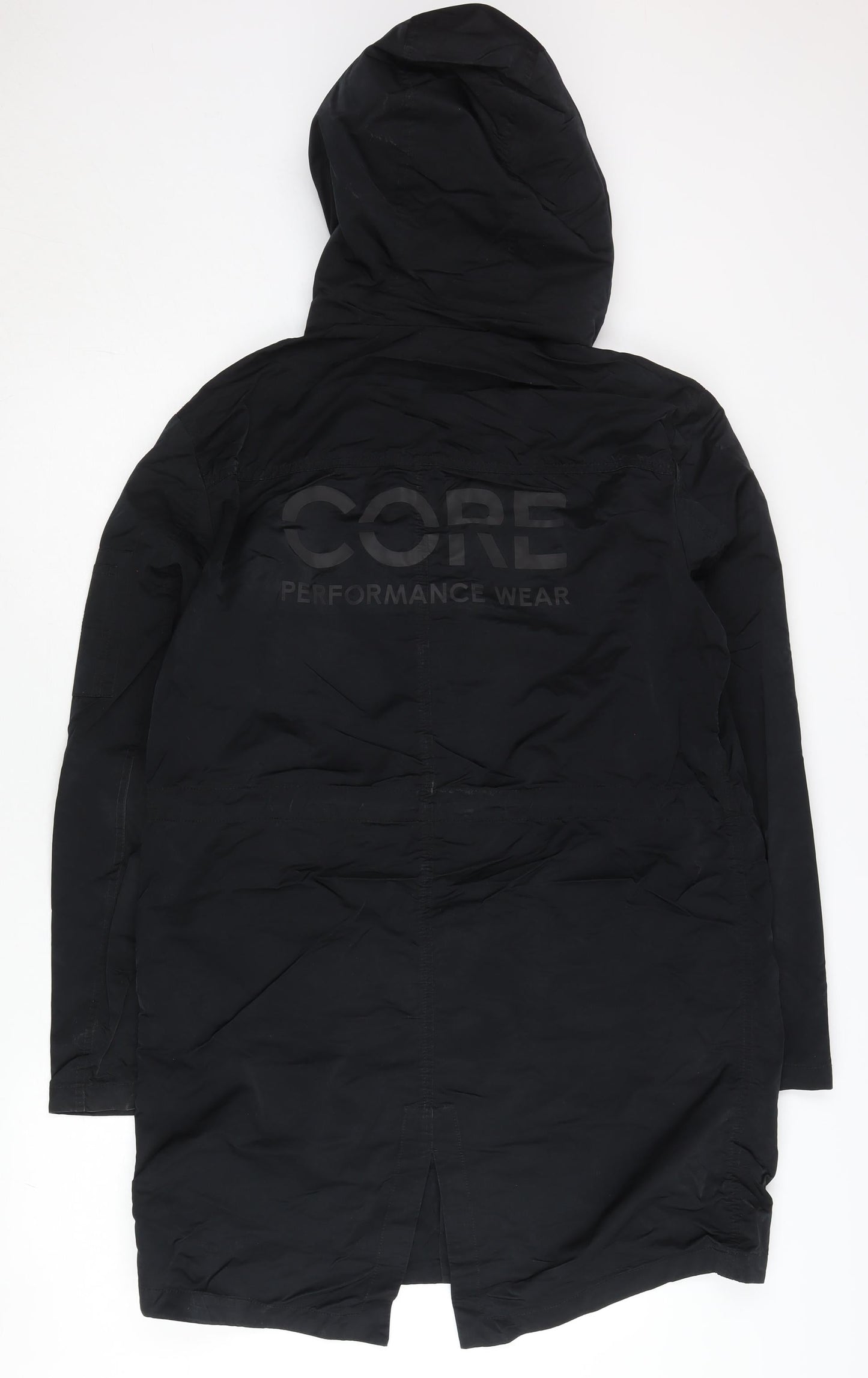 Jack & Jones Womens Black Parka Jacket Size 14 Hooded Long Coat