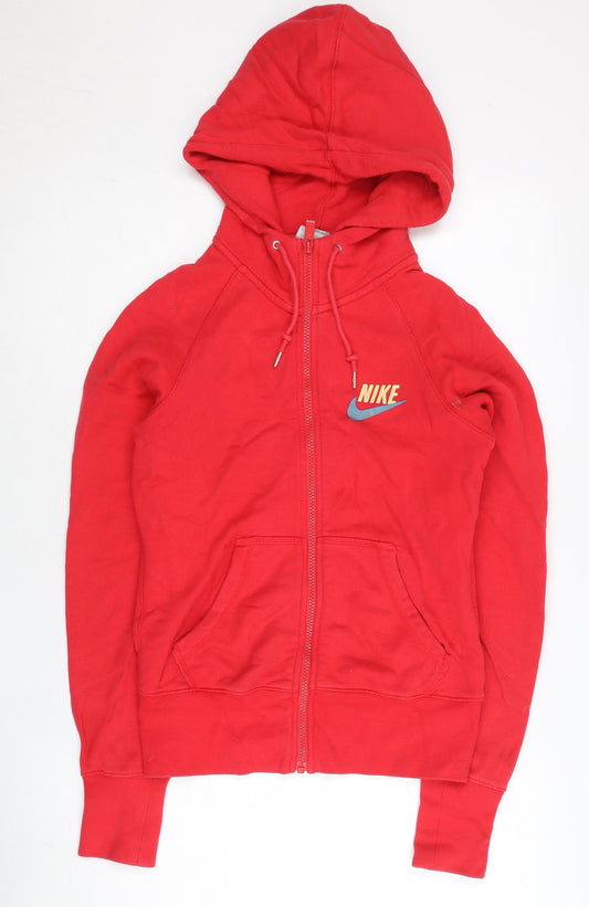 Womens UK M Regular Nike Red Full Zip Hoodie