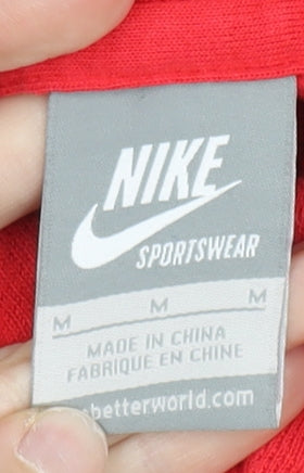 Nike Women’s Red Full Zip Hoodie Medium 100% Cotton Sportswear