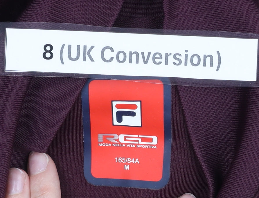 FILA Women’s Burgundy Varsity Jacket Size 8 Long Sleeve Casual