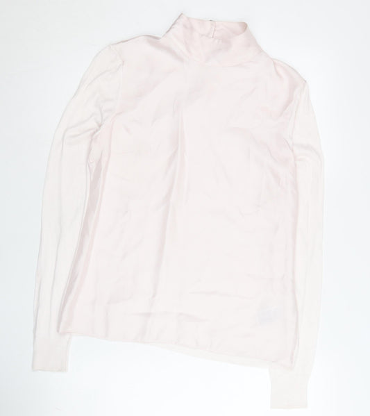 Ted Baker Womens Pink High Neck Silk Blend Pullover Jumper Size 10