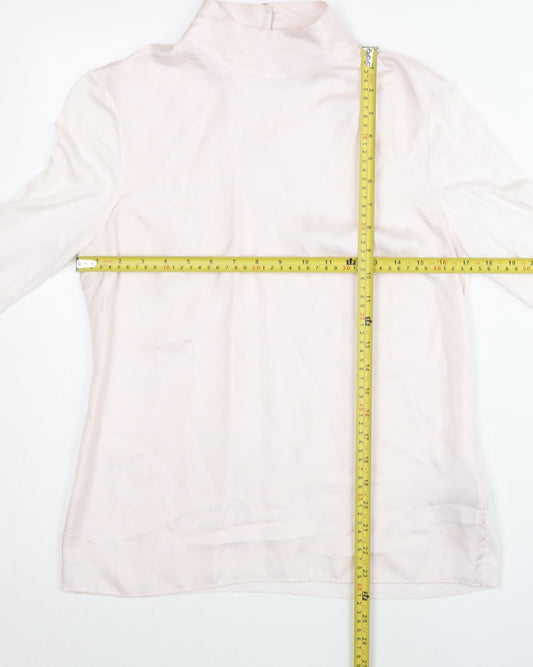 Ted Baker Womens Pink High Neck Silk Blend Pullover Jumper Size 10