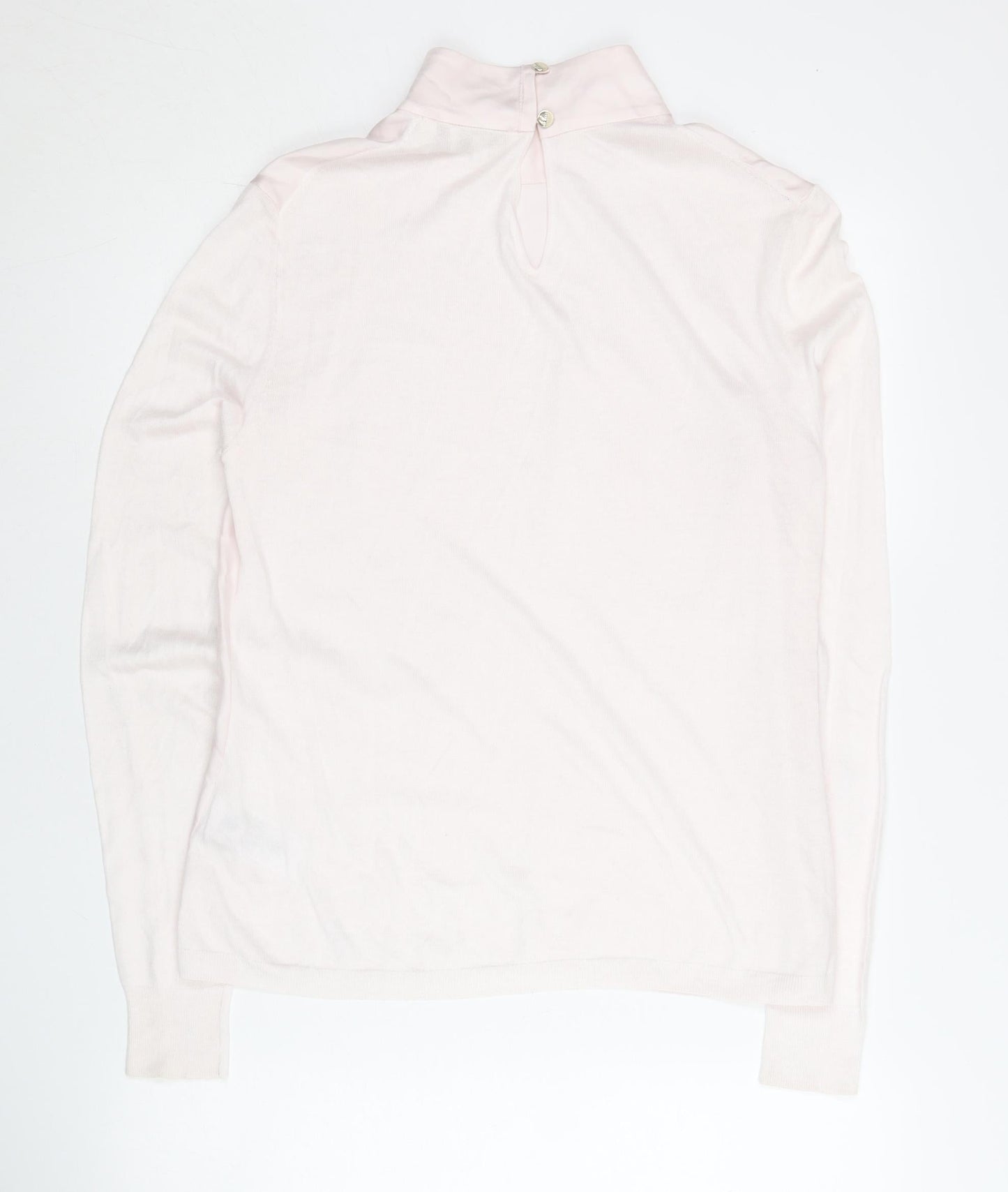 Ted Baker Womens Pink High Neck Silk Blend Pullover Jumper Size 10