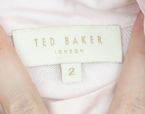 Ted Baker Womens Pink High Neck Silk Blend Pullover Jumper Size 10