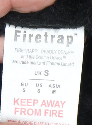 Firetrap Mens Black S Bomber Jacket Hooded Polyester Zip Casual