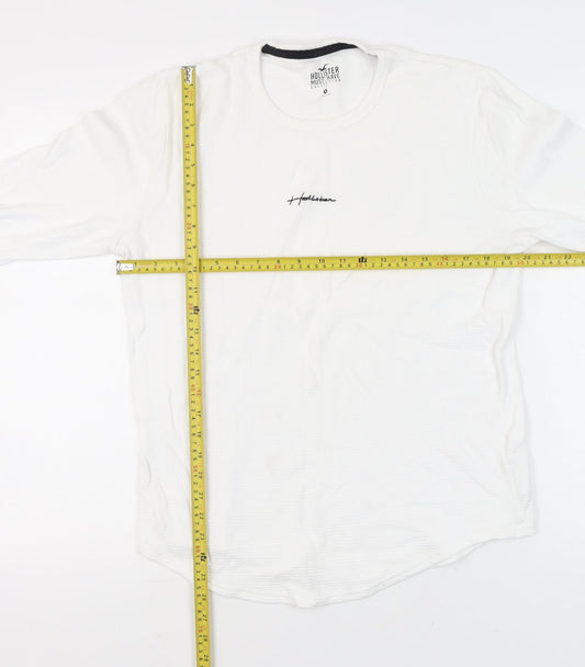 Hollister Men’s White Long Sleeve Crew Neck T-Shirt Size M