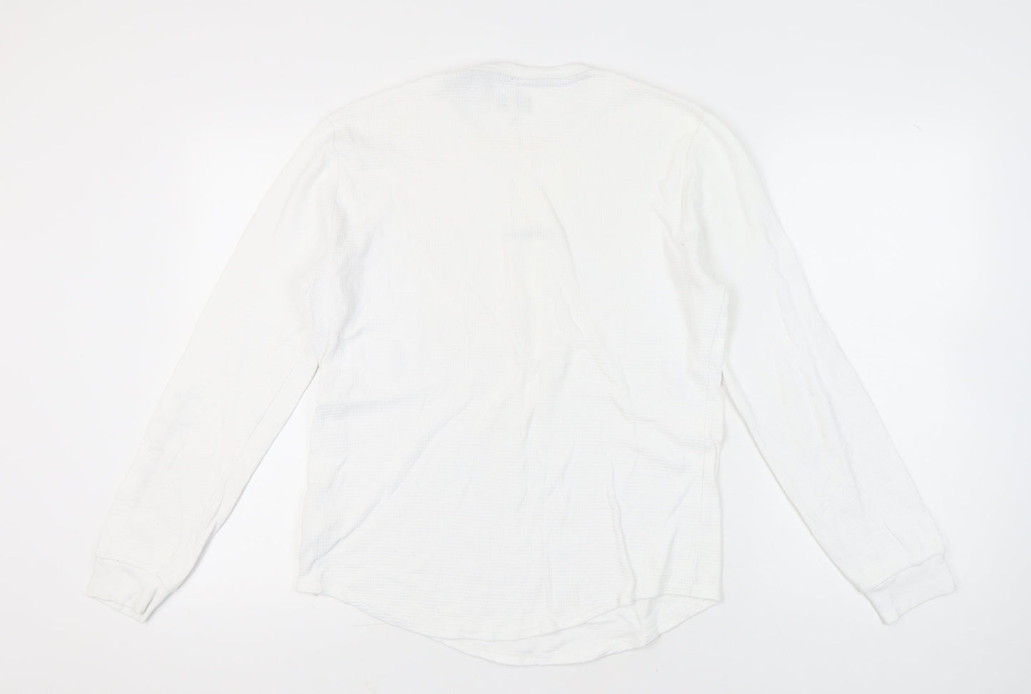 Hollister Men’s White Long Sleeve Crew Neck T-Shirt Size M