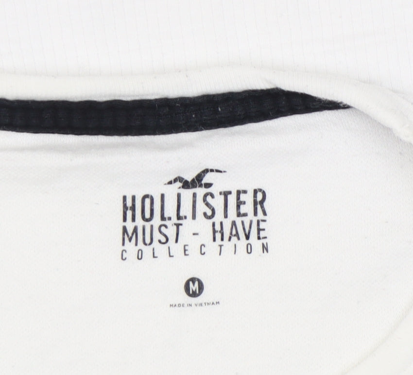 Hollister Men’s White Long Sleeve Crew Neck T-Shirt Size M