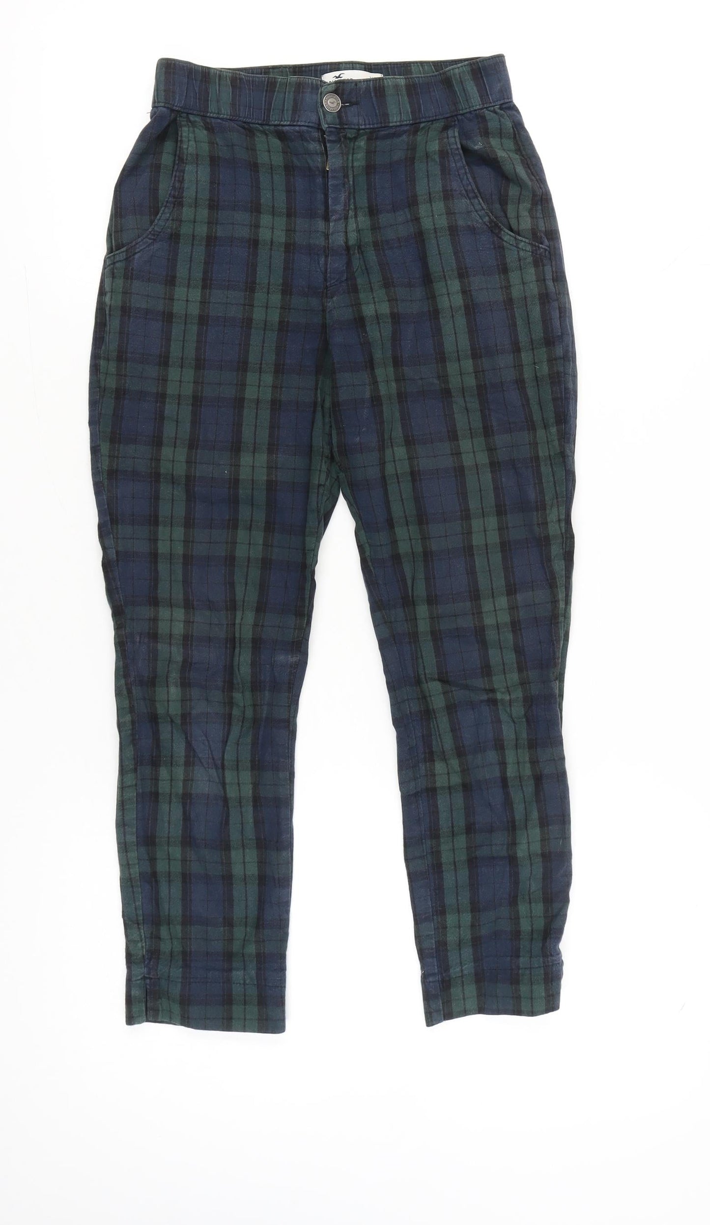 Hollister Womens XS Multicoloured Plaid Cotton Tapered Chino Trousers