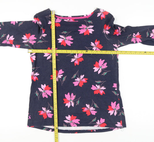 Joules Womens Multicoloured Floral Cotton 3/4 Sleeve T-Shirt UK 12