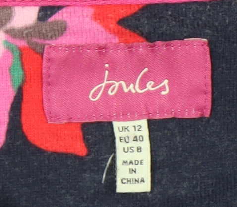 Joules Womens Multicoloured Floral Cotton 3/4 Sleeve T-Shirt UK 12