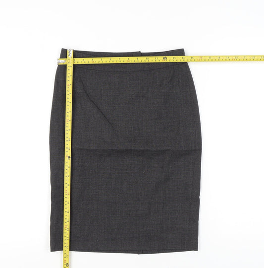 AllSaints Women's Grey Wool Blend Pencil Skirt Size 8 Workwear