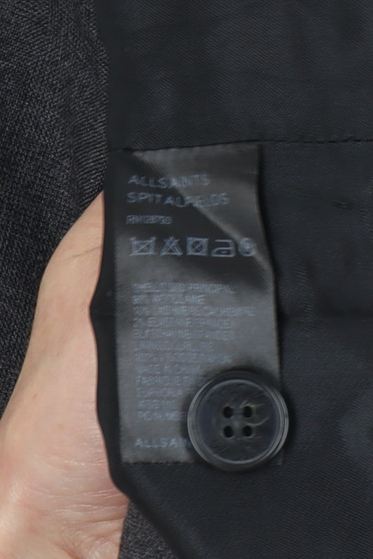 AllSaints Women's Grey Wool Blend Pencil Skirt Size 8 Workwear