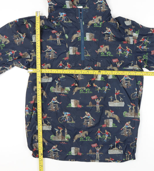 Cath Kidston Womens Blue Hooded Rain Coat Jacket S UK 8-10 Showerproof