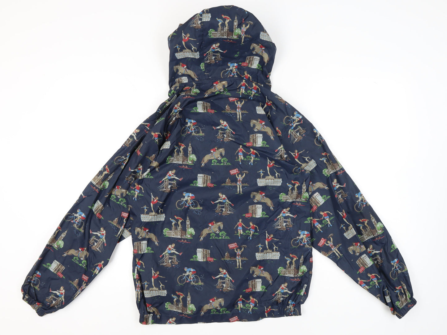 Cath Kidston Womens Blue Hooded Rain Coat Jacket S UK 8-10 Showerproof