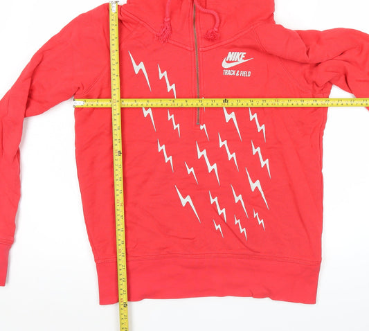 Nike Women’s Red XL Hoodie Track & Field Lightning Print 1/2 Zip