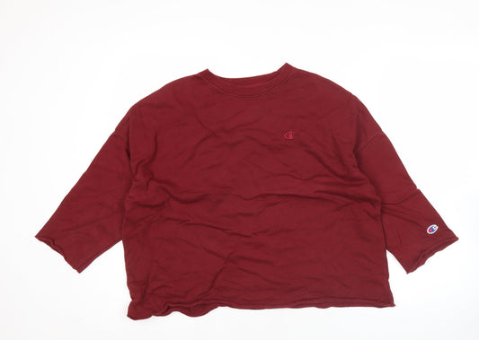 Champion Womens Red Sweatshirt Medium Pullover Logo Casual