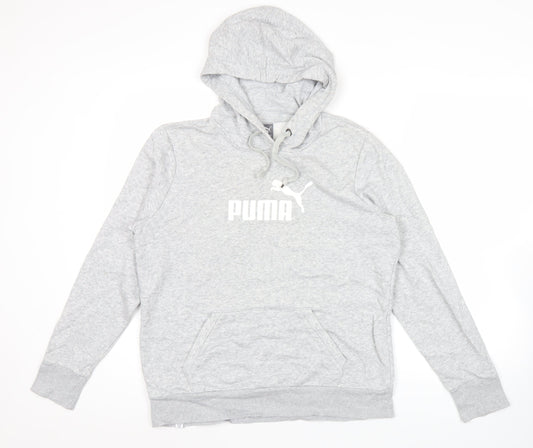 Puma Womens Grey Hoodie Size 14 UK Pullover Logo Sweatshirt