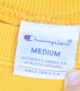 Champion Mens Yellow Medium Sweatshirt Pullover Crew Neck Logo