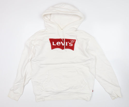 Levi's Men's White Pullover Hoodie Small Relaxed Fit Logo