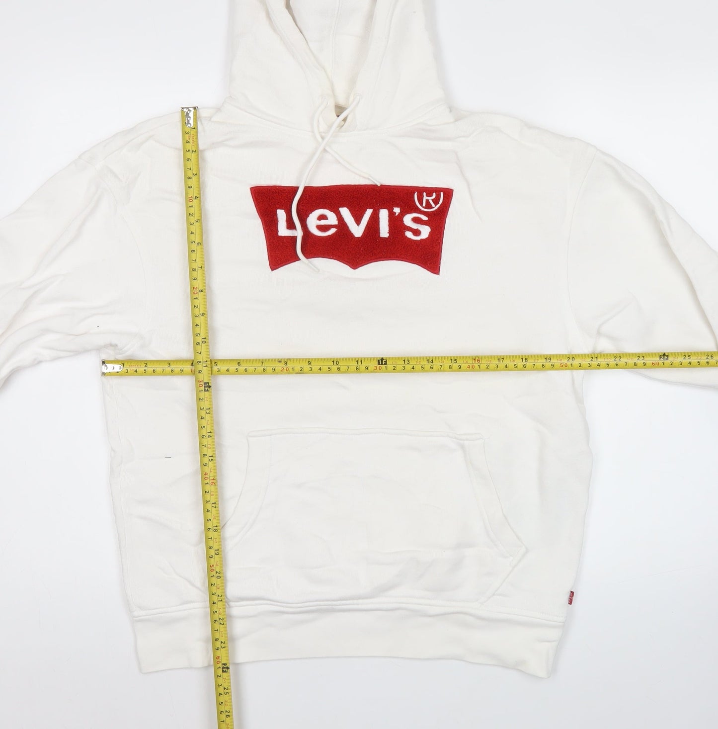 Levi's Men's White Pullover Hoodie Small Relaxed Fit Logo
