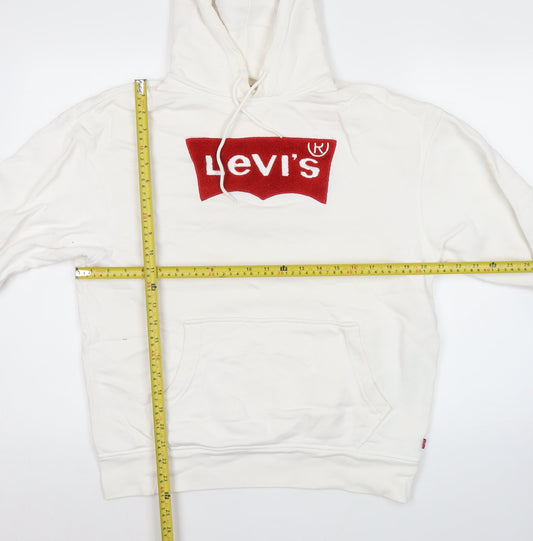 Levi's Men's White Pullover Hoodie Small Relaxed Fit Logo