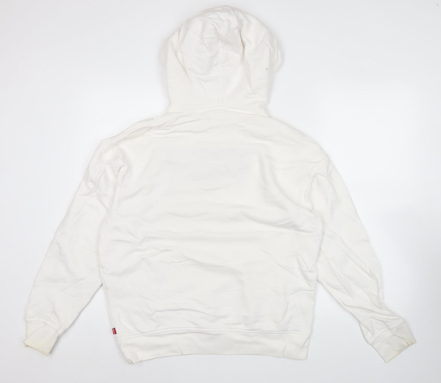 Levi's Men's White Pullover Hoodie Small Relaxed Fit Logo
