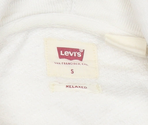 Levi's Men's White Pullover Hoodie Small Relaxed Fit Logo