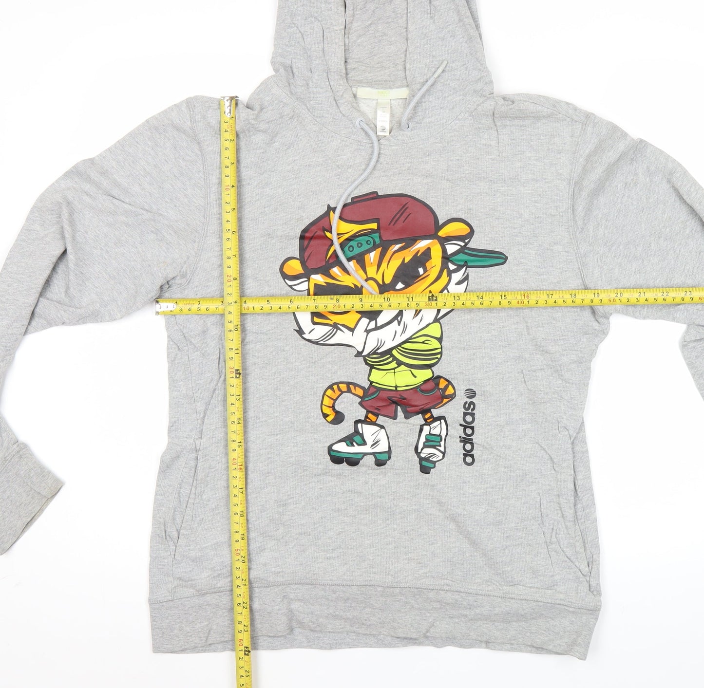 Adidas Men’s Grey Pullover Hoodie L Cartoon Tiger Graphic Print