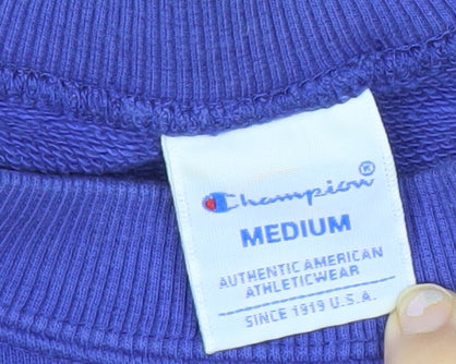 Champion Men’s Blue Pullover Sweatshirt Medium Logo Crew Neck