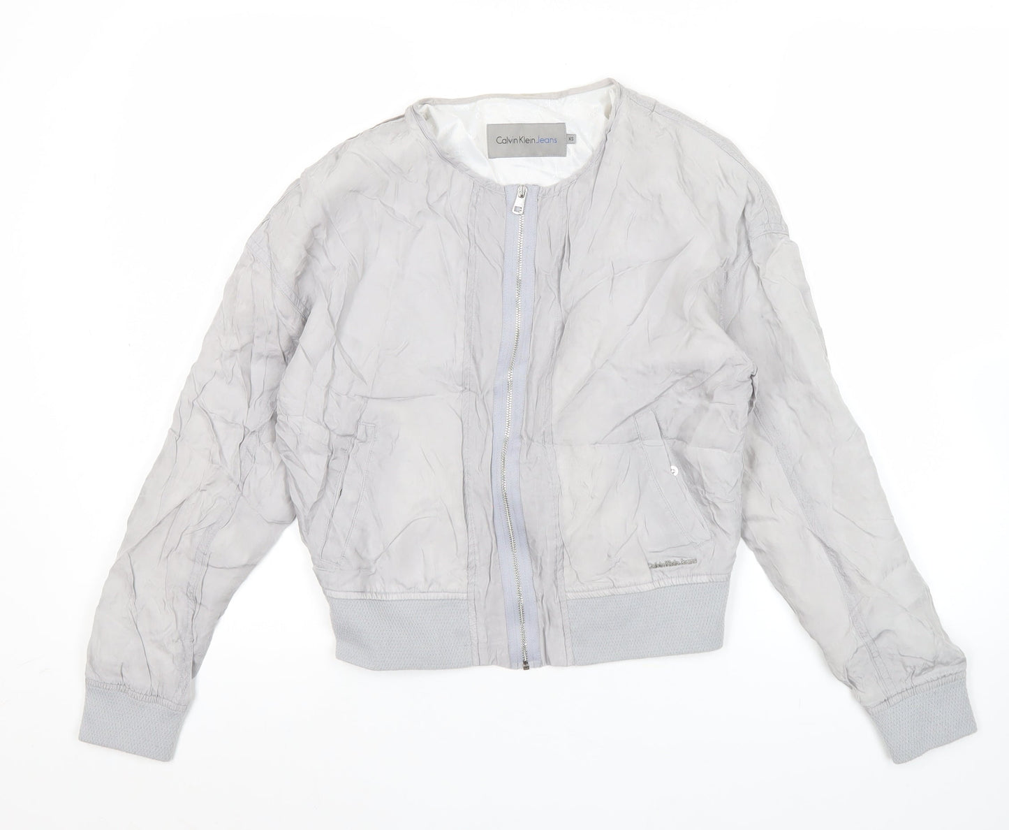 Calvin Klein Jeans Women’s Grey XS Bomber Jacket Cotton Zip