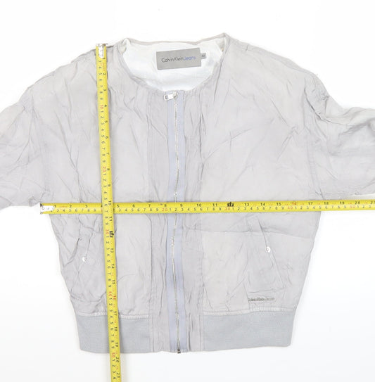 Calvin Klein Jeans Women’s Grey XS Bomber Jacket Cotton Zip