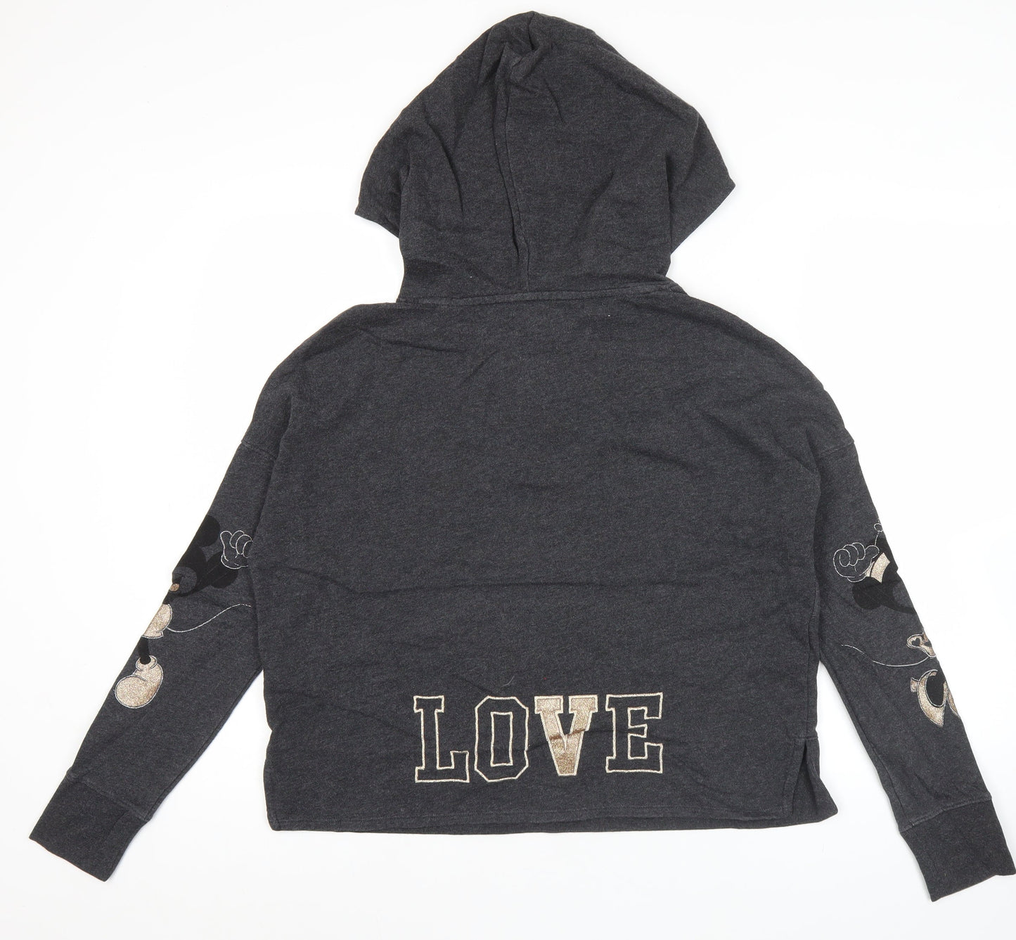 Disney GAP Womens Charcoal Hoodie XS Pullover Embroidered Love Graphic