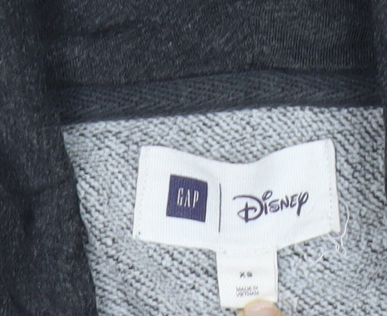 Disney GAP Womens Charcoal Hoodie XS Pullover Embroidered Love Graphic