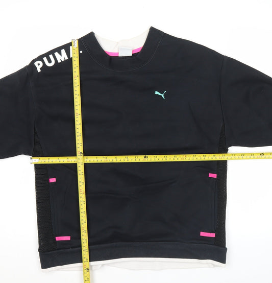 Puma Womens Black Medium Sweatshirt Crew Neck Long Sleeve Sportswear