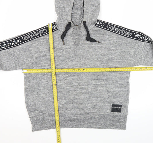 Calvin Klein Performance Womens Grey Hoodie XS Pullover Logo Tape Hooded
