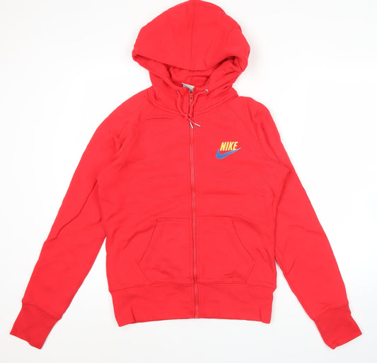 Womens UK XL Regular Nike Red Full Zip Hoodie