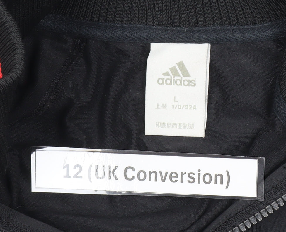 Adidas Womens Black Size 12 Full Zip Hoodie Sweatshirt Sportswear